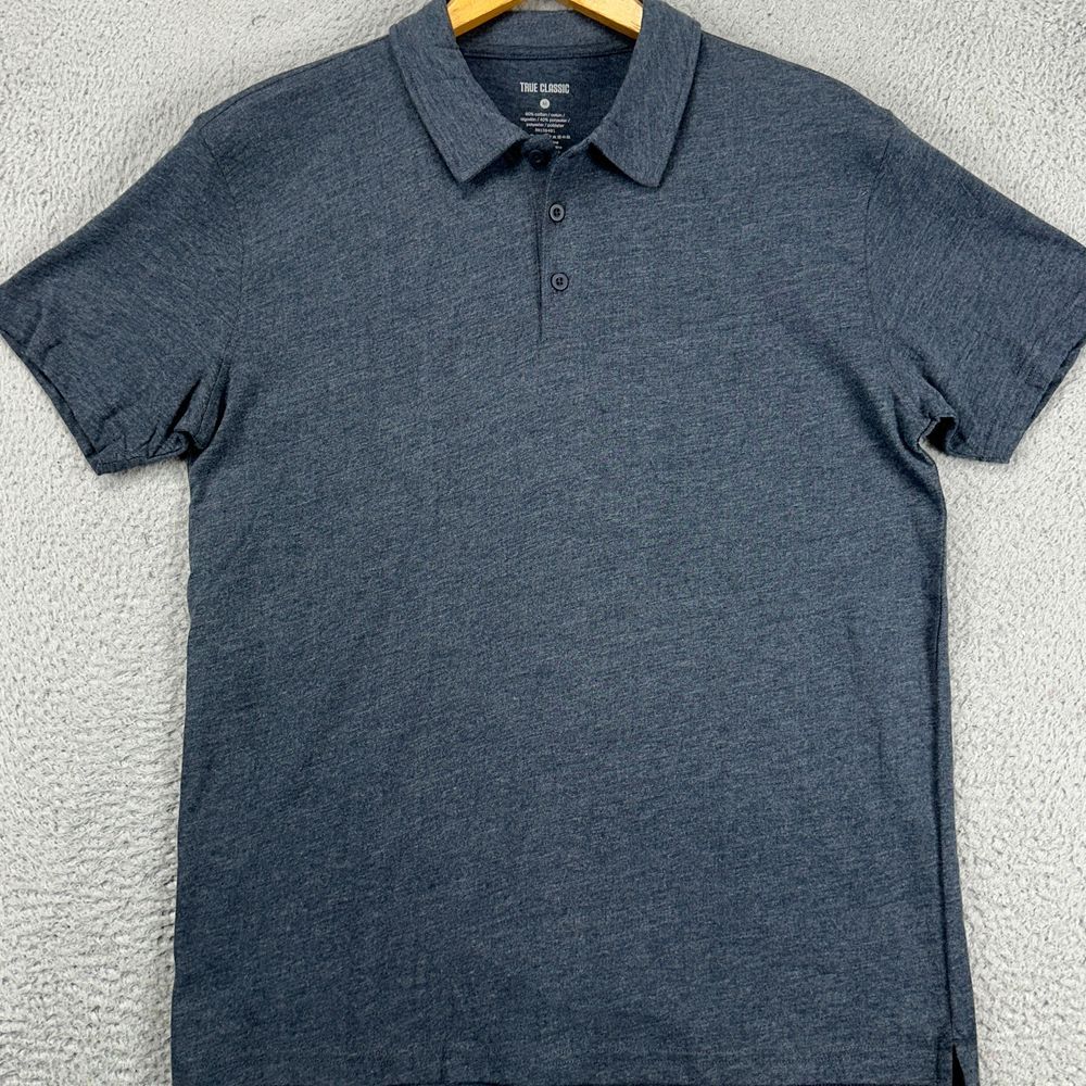 True Classic Polo Shirt Adult Medium Blue Casual Short Sleeve Rugby Mens NEW